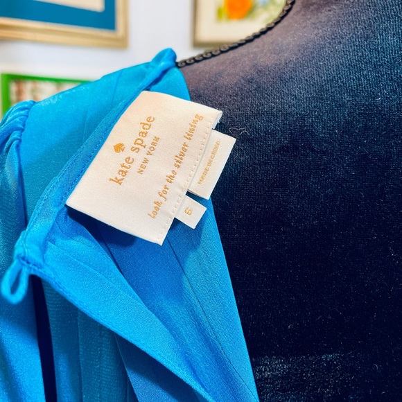 Kate Spade Dress Turquoise Blue Silk Pleats Shift Mini Party Office Work Dress - Picture 9 of 9